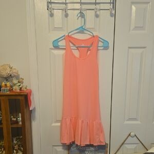 Peach Sleeveless Workout Dress with Flounce Hem